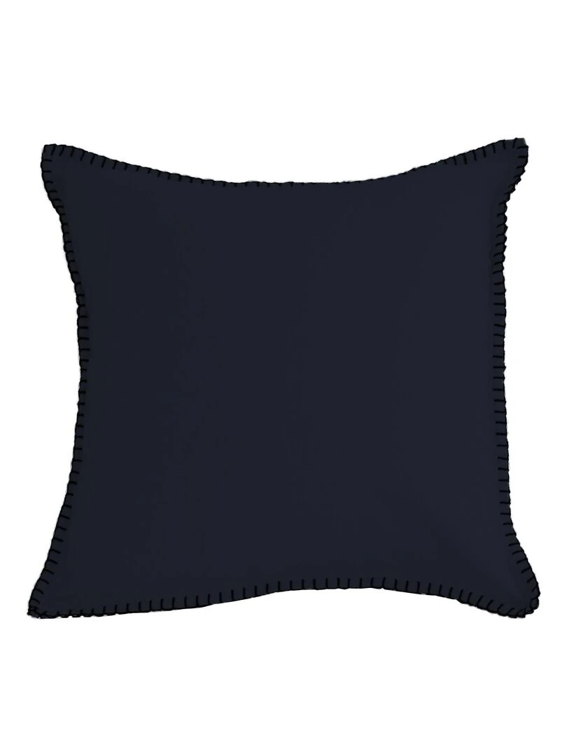 Coussin coton et bourdon noir Bleu marine