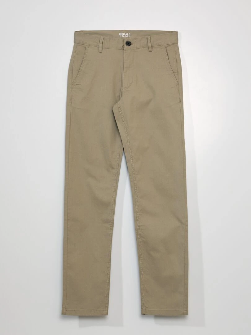 Pantalon chino en coton stretch L34 Beige