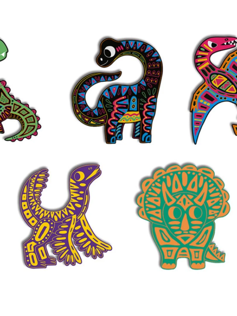 Cartes À Gratter Scratch Art Dinosaures Silhouettés N/A