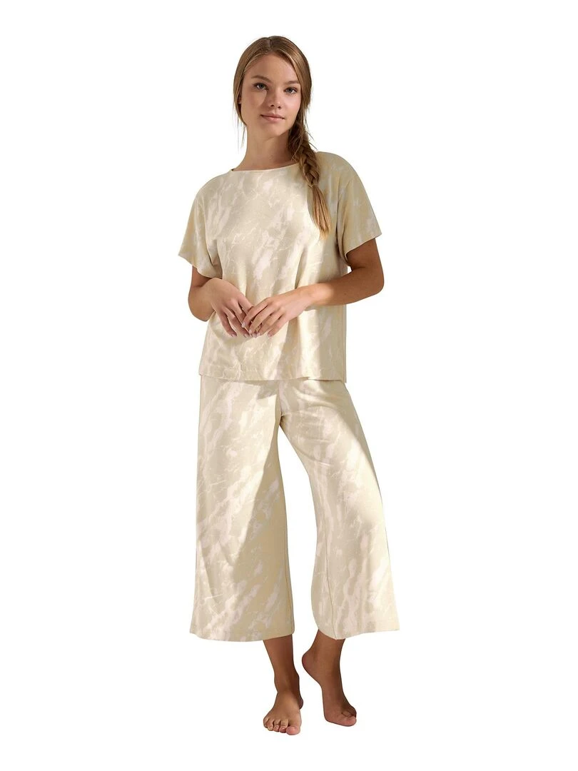 Pyjama pantacourt t shirt manches courtes Naomi Jaune