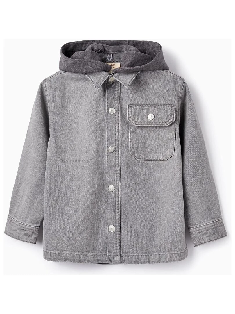 Veste en Jean avec Capuche Amovible pour Garçon manches longues Vert