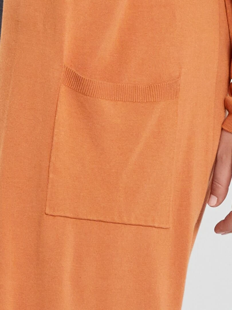 Gilet long en maille   Orange