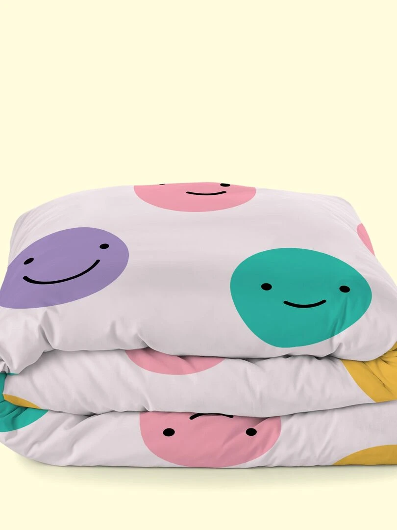 Housse de couette Funny faces "Happyfriday"   Blanc