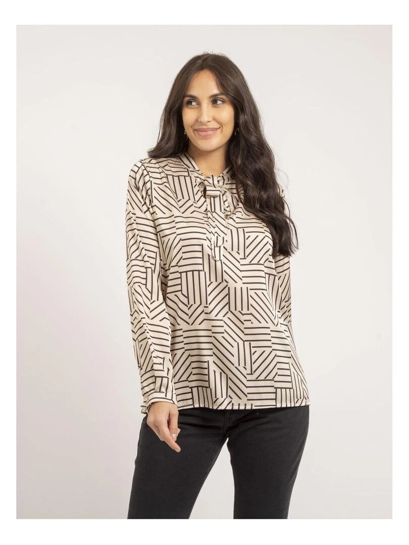 Blouse fluide motifs OZALIA Ecru