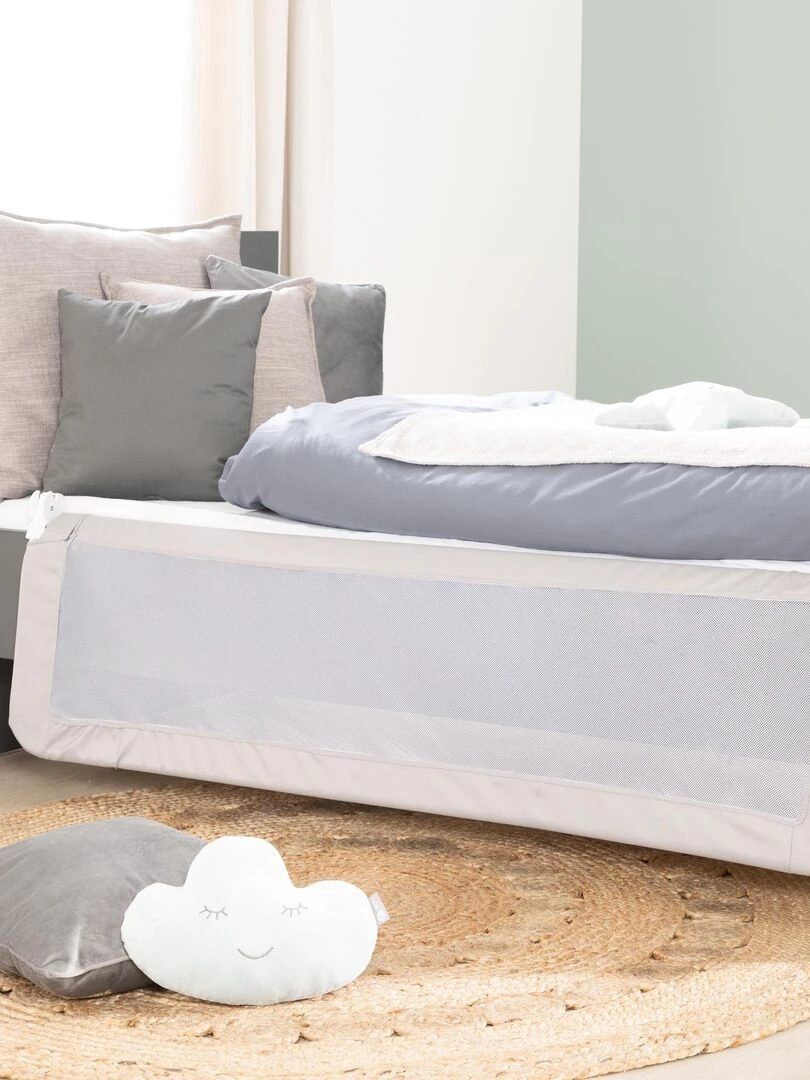 ROBA Barrière de Lit Bébé et Enfant "Klipp Klapp"   135 cm   Antichute et Rabattable   Gris   Gris Blanc