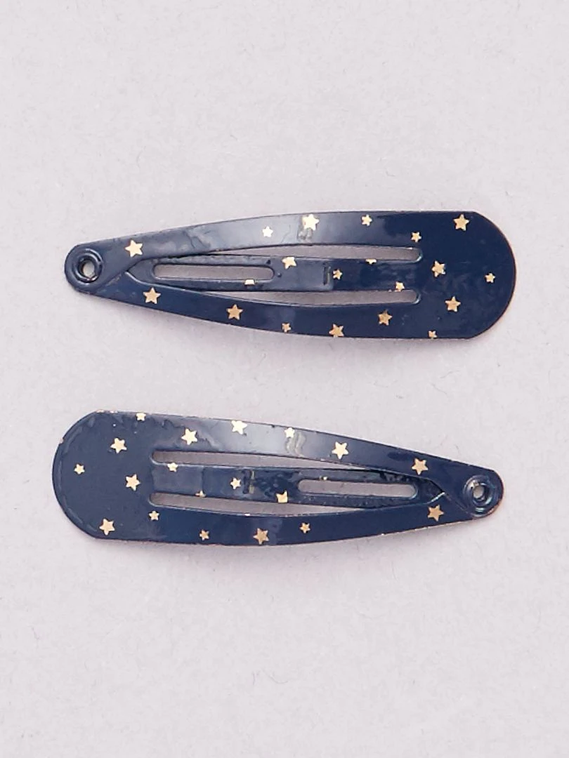 Lot de 6 pinces à cheveux   bleu/doré