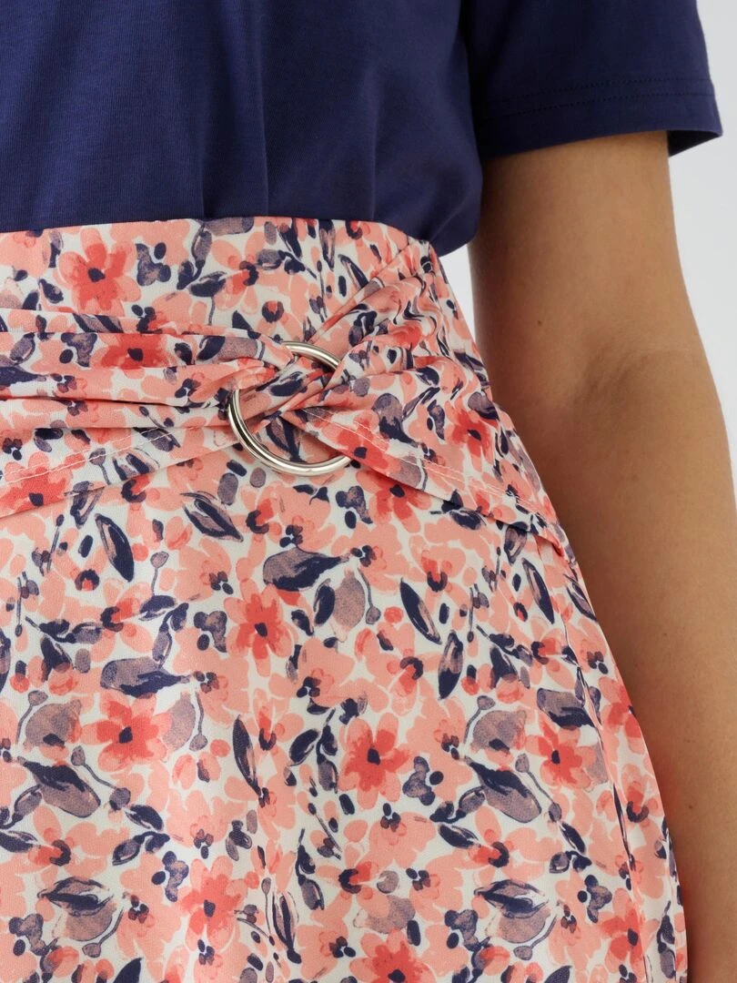 Jupe ceinture à boucle Damart Orange corail