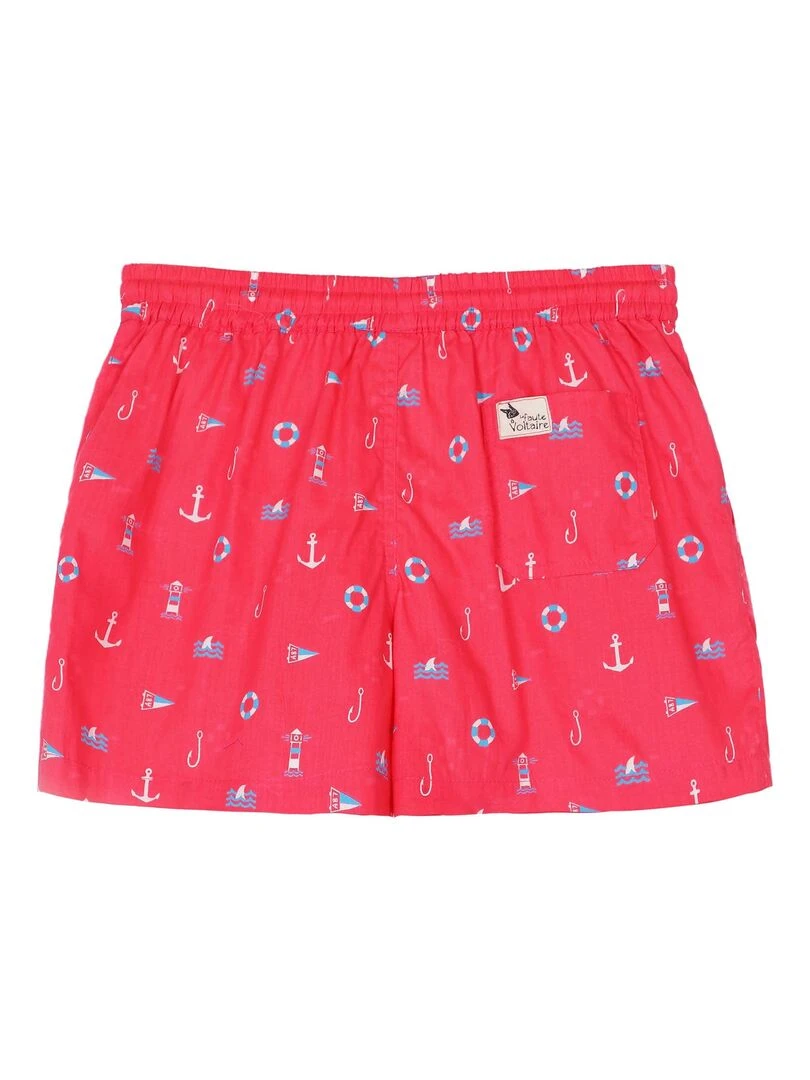 Short de Bain Garçon  Rouge Imprimé Marin Bleu Ciel  SWIMBOY   La Faute à Voltaire   Rouge
