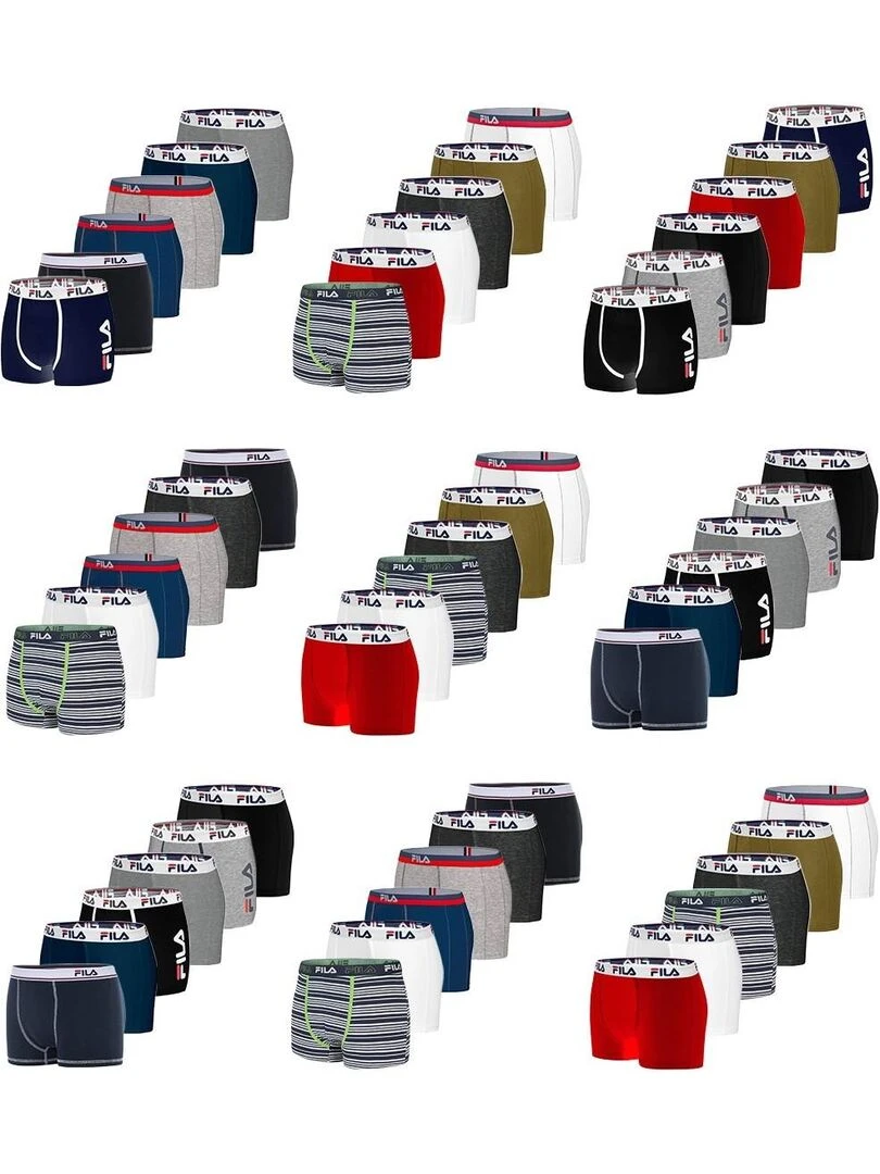 Pack Surprise de 6 Boxers coton homme Fila   Noir