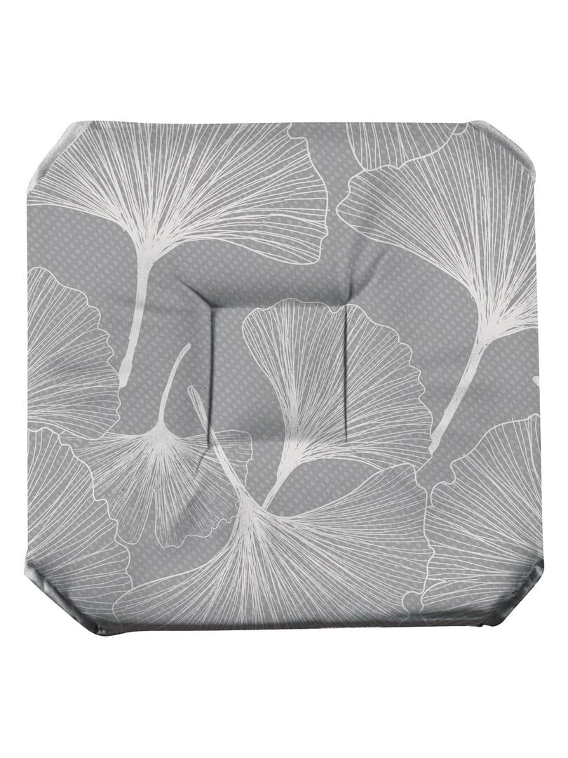 Galette de chaise anti taches à rabats Biloba gris Gris