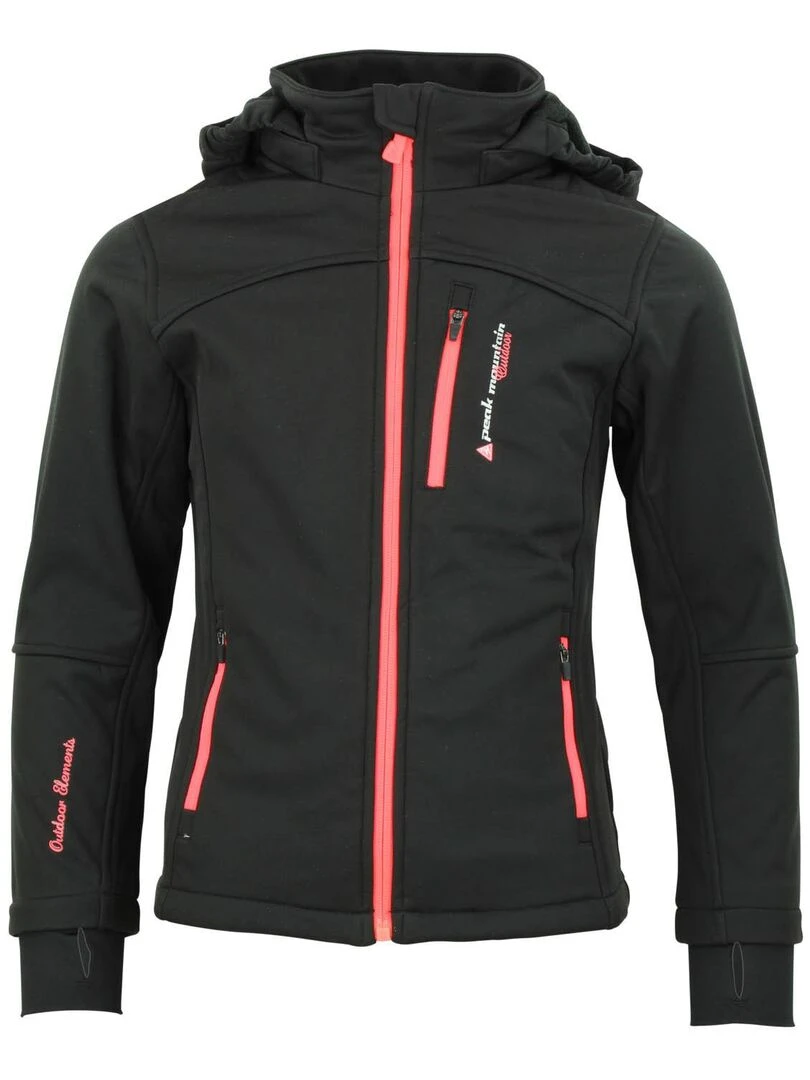Blouson softshell fille FANNE PEAK MOUNTAIN Noir Orange