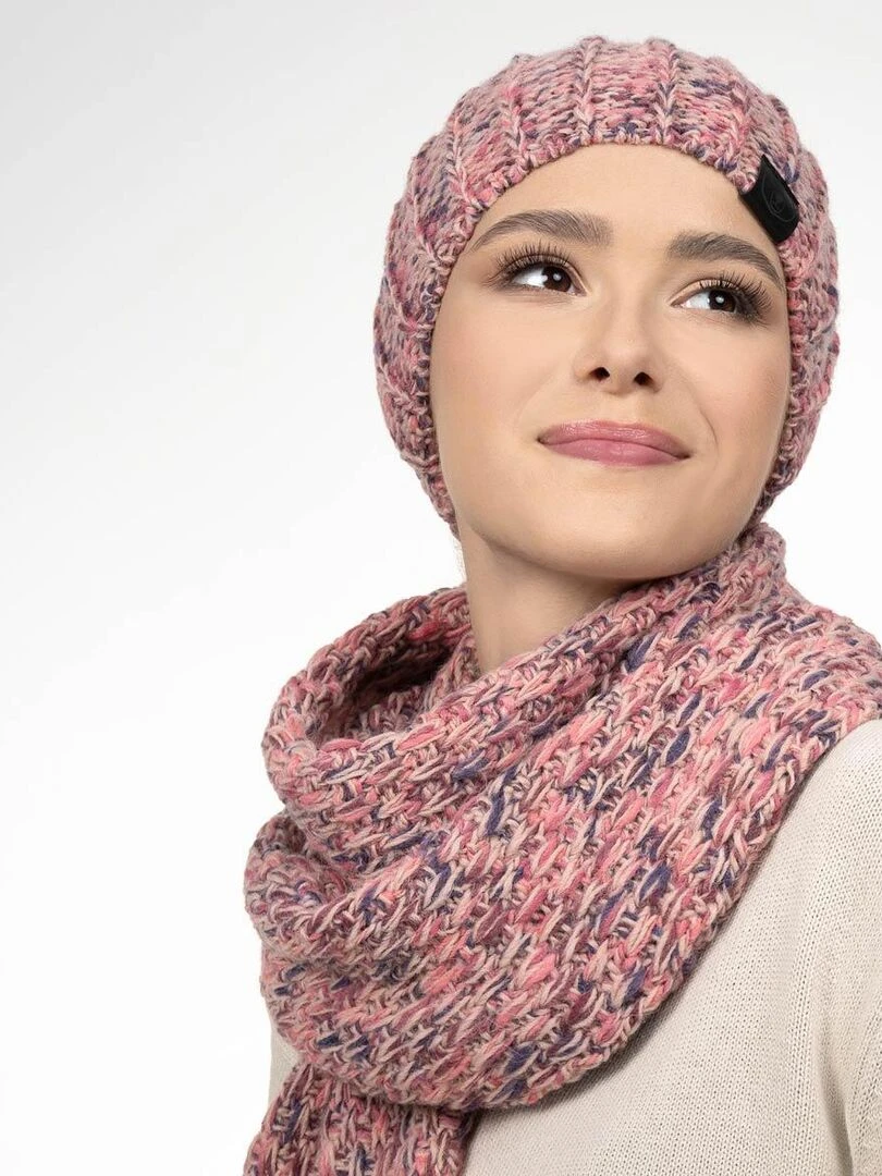 Ensemble Echarpe Bonnet Celti Made in UE Rose