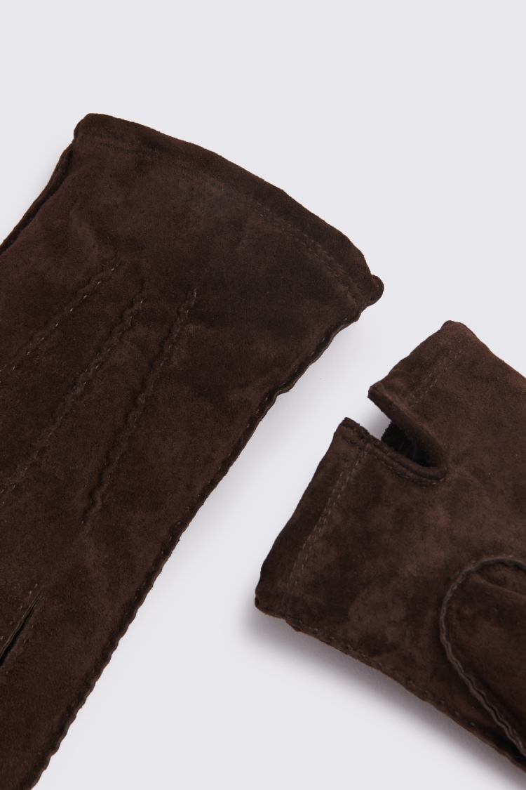 Chocolate Shearling Leather Gloves Buy Online at Moss