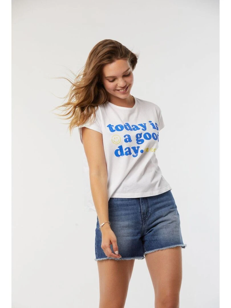 Lee Cooper   T shirt manches courtes coton loose ABANIA   Blanc