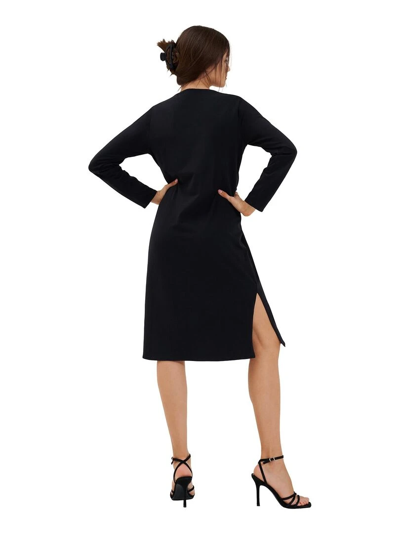 Chemise de nuit manches longues Mia   Noir