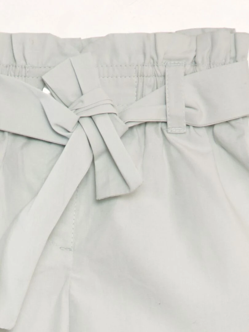 Short ceinturé en popeline   Bleu