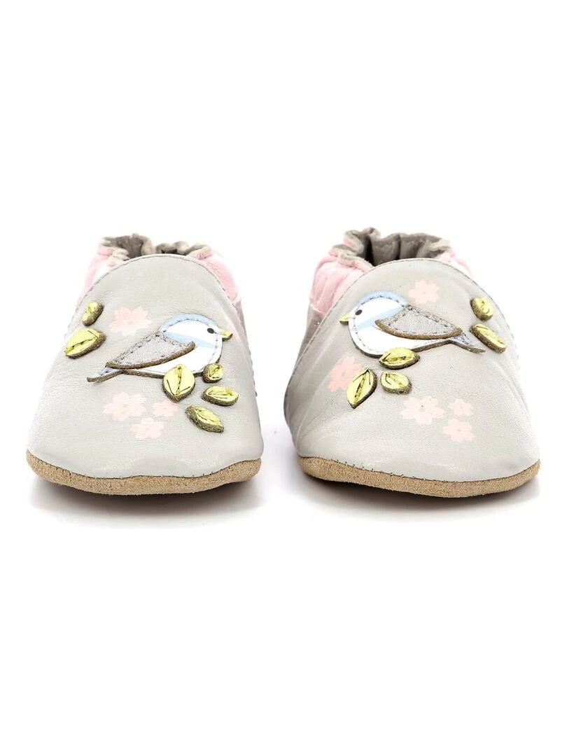 Chaussons Cuir Nice Birds   Gris