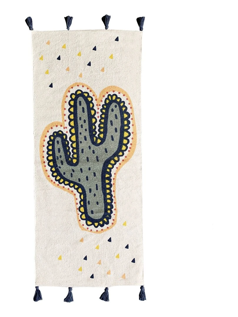 Future Home Tapis en coton imprimé blanc cactus Blanc