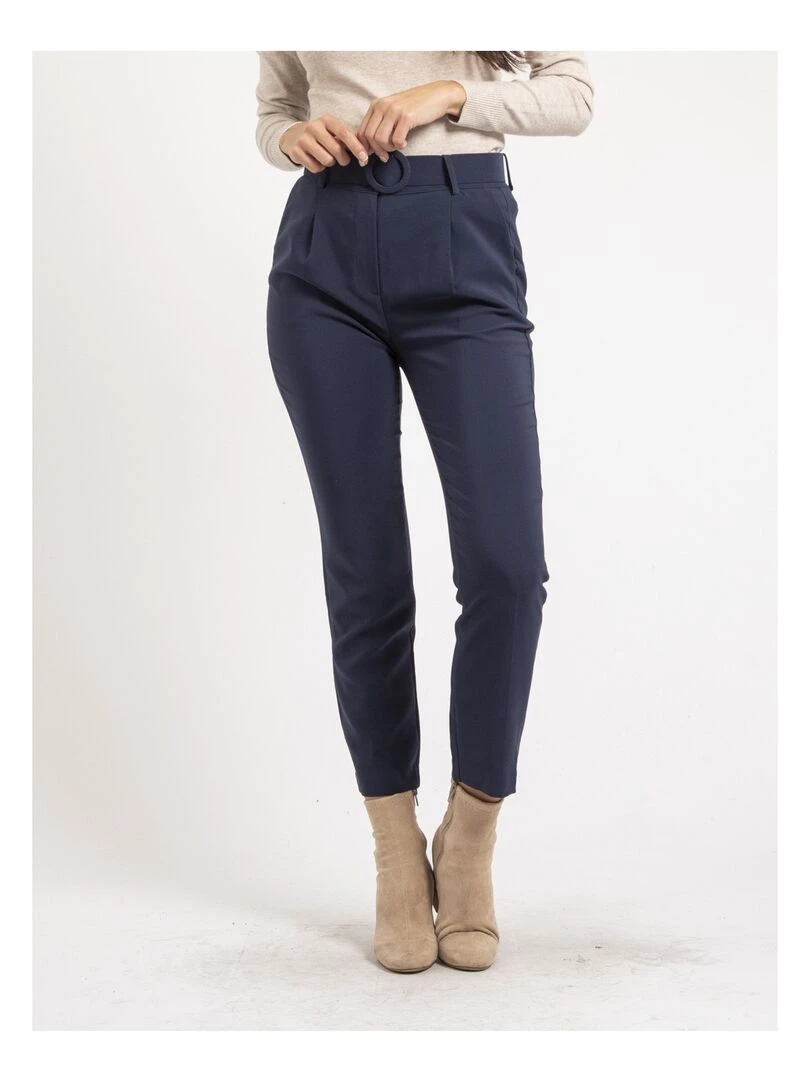 Pantalon avec ceinture EMILIAN Bleu marine