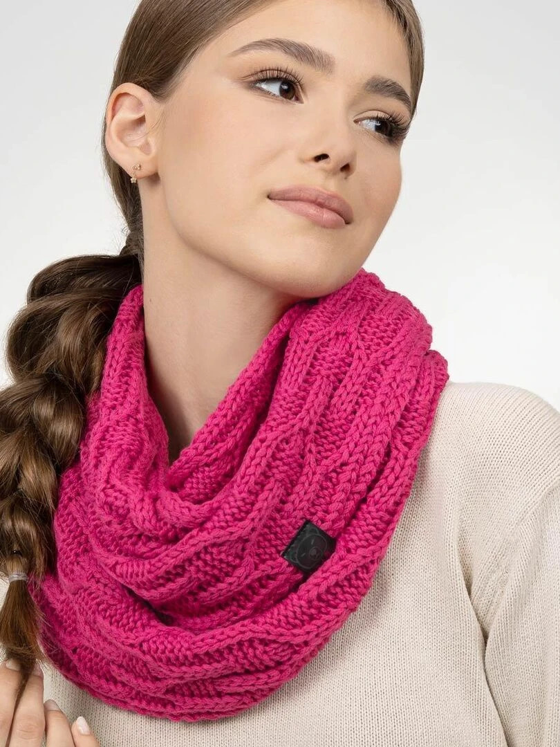 Ensemble Snood Bonnet Maribel   Made in UE   Rose fushia