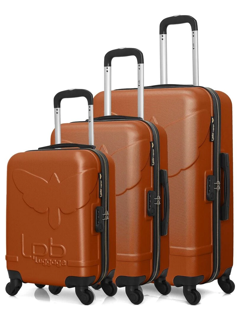 LPB LUGGAGE SET DE 3 ABS NORINE A 4 ROUES Rouge