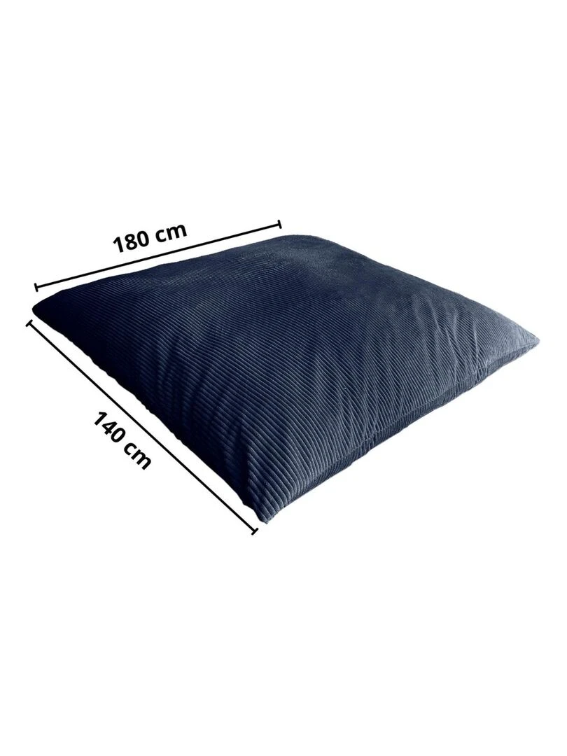 Pouf en Velours Côtelé   Chic  Doux et Déhoussable   Bananair   Bleu nuit