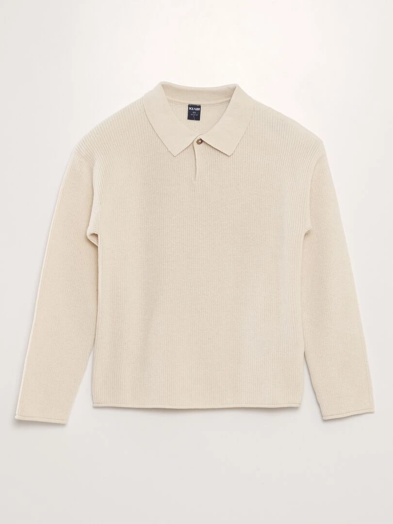 Polo en maille fine jauge Beige