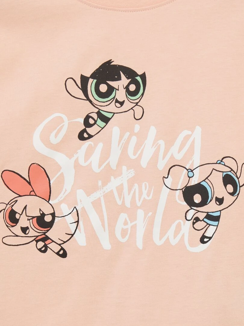 Tee shirt imprimé 'Les Supers Nanas' Rose pêche