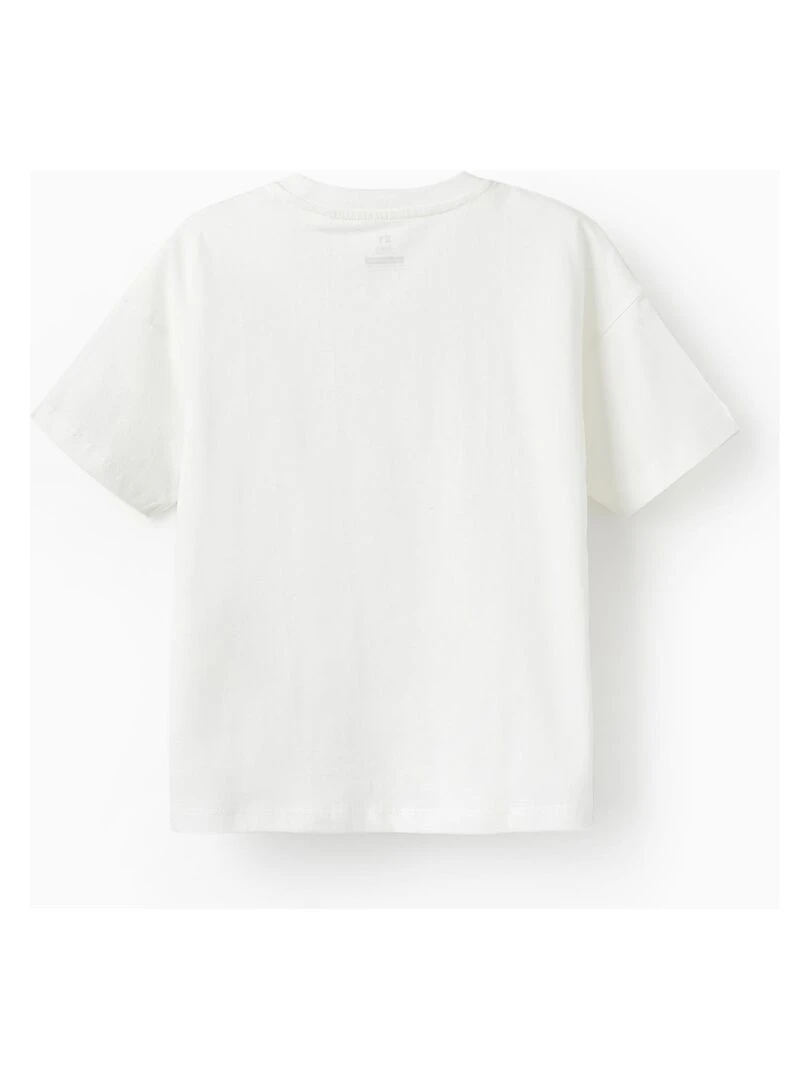 T shirt en coton pour garçon 'No Bad Waves' manches courtes Blanc
