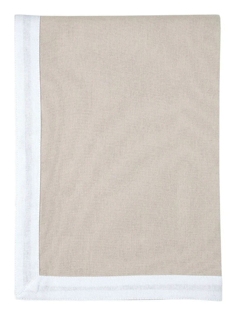 Nappe rectangulaire 140x240 cm Duo lin écru coton Beige