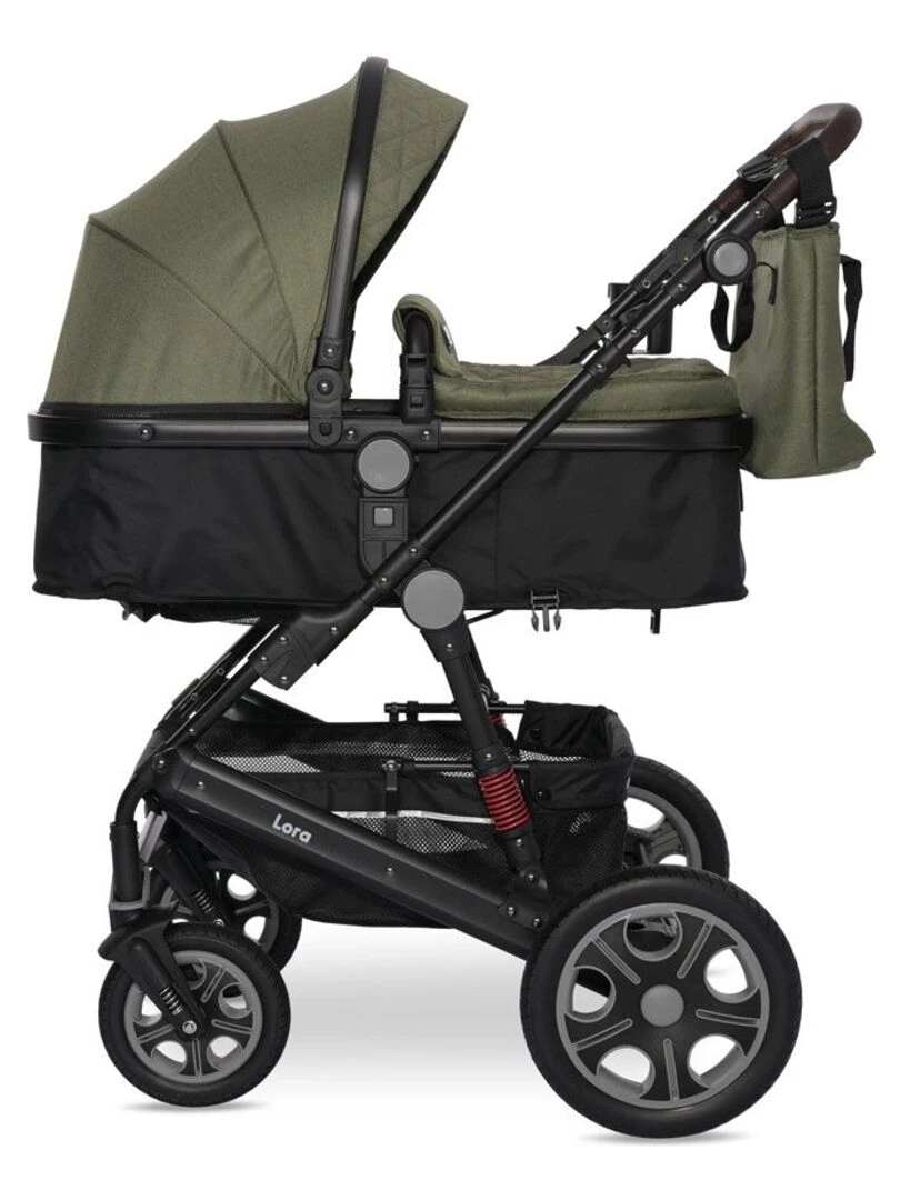 LORELLI Poussette combinée trio 3 en 1 siège auto 0m – nacelle – dès la naissance – jusqu’à 15kg Vert
