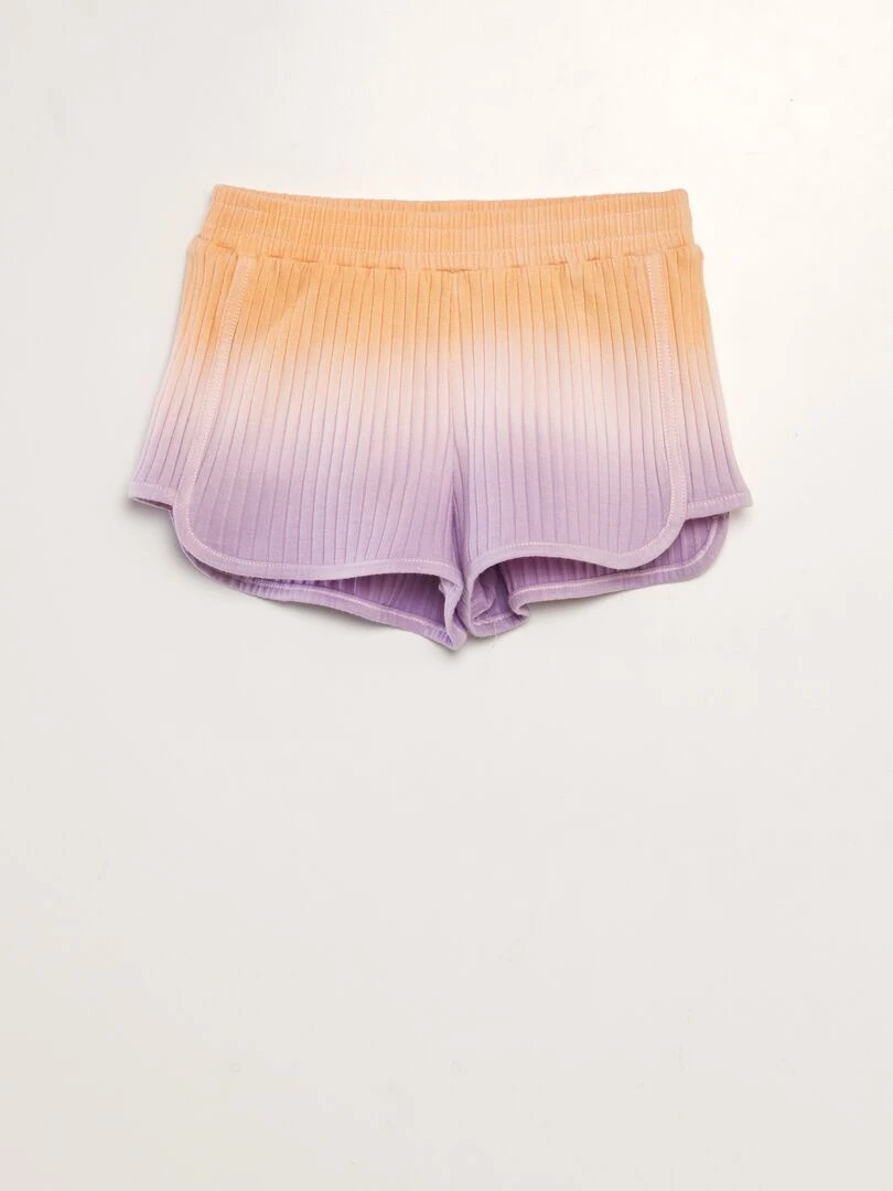 Short en maille côtelée tie and dye Violet/orange