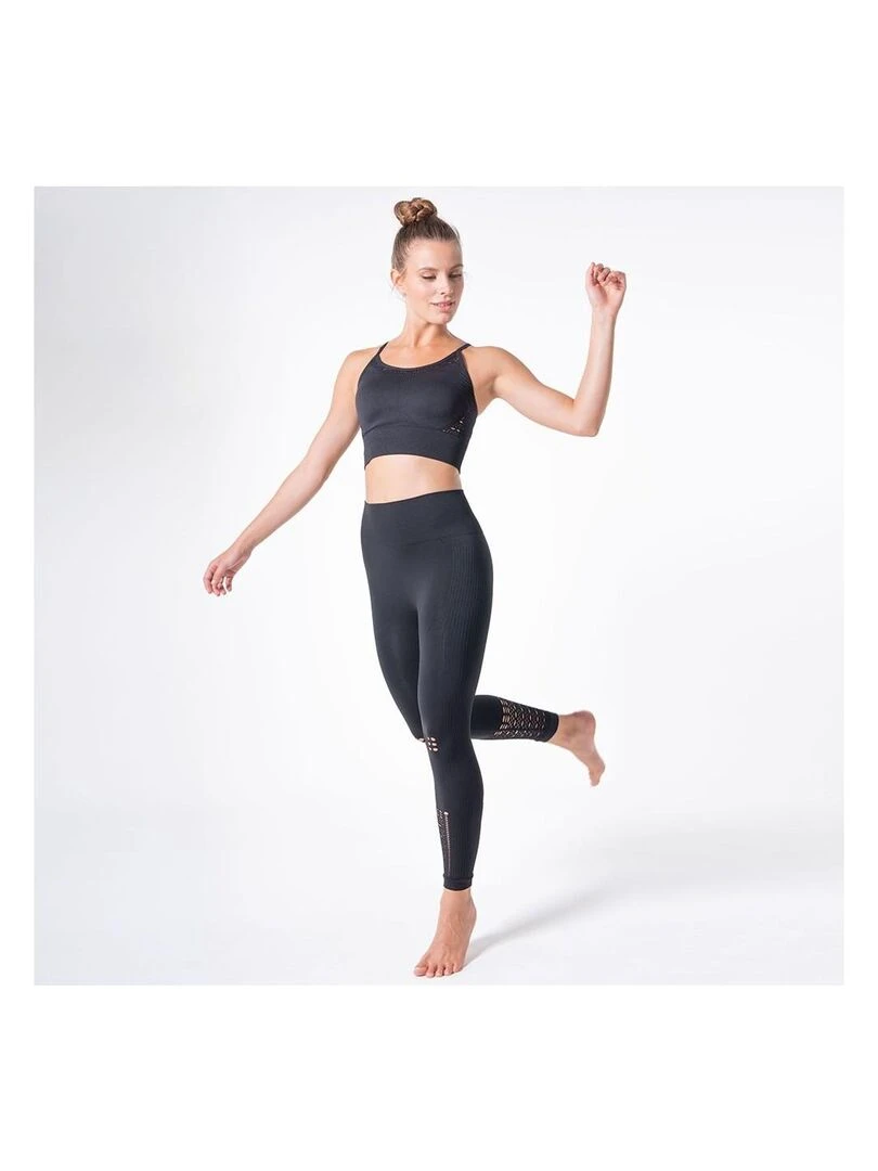 Legging Femme Fitness sans coutures Fibre Emana Taille haute Namasté Noir Noir