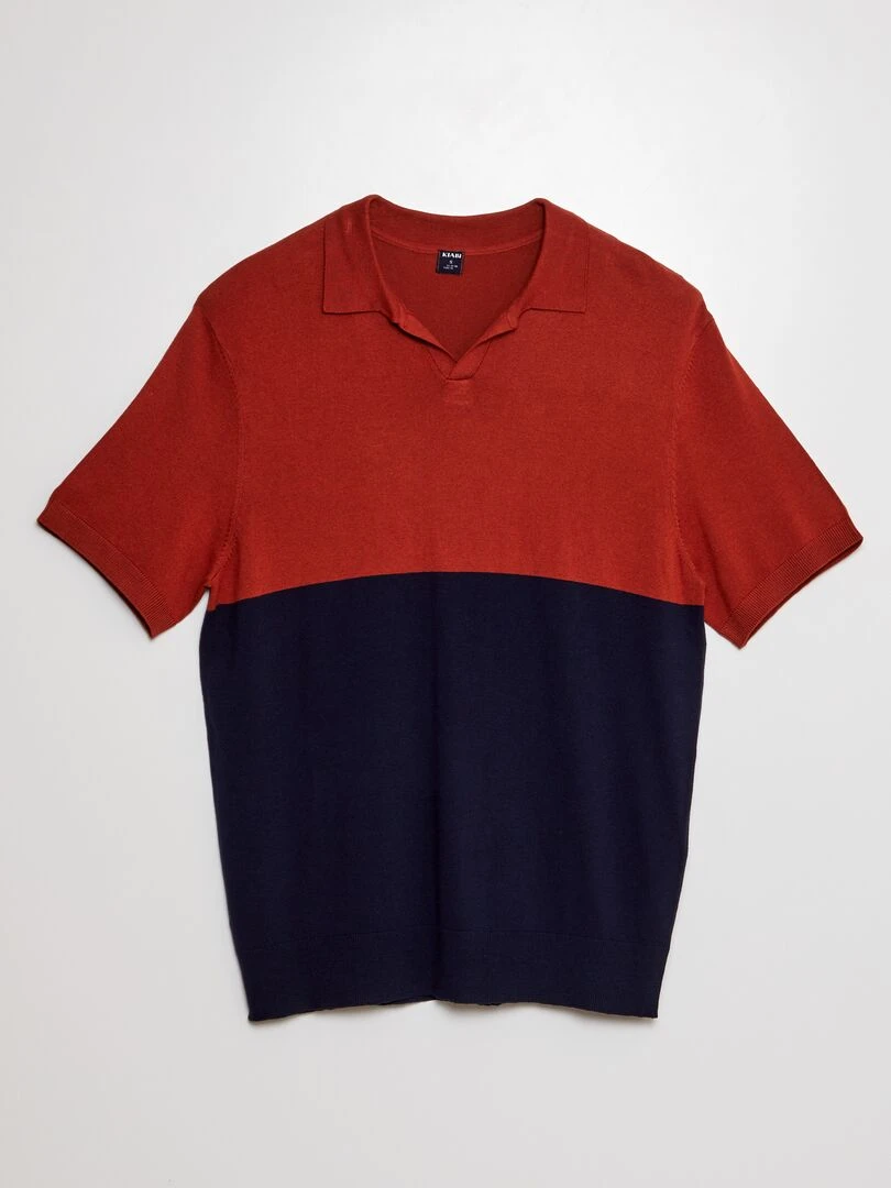 Polo en tricot à manches courtes Bleu