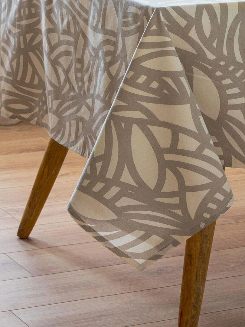 Nappe rectangulaire imprimée graphique Beige