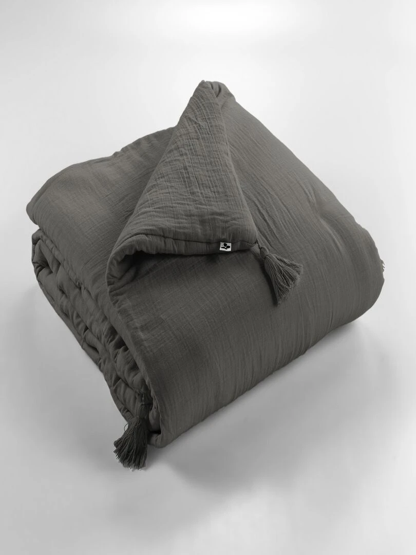 Edredon Boutis gaze de coton Collection Gaia gris anthracite