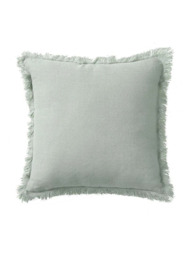 Coussin en lin bords effilés 'Deko&co' Vert d'eau