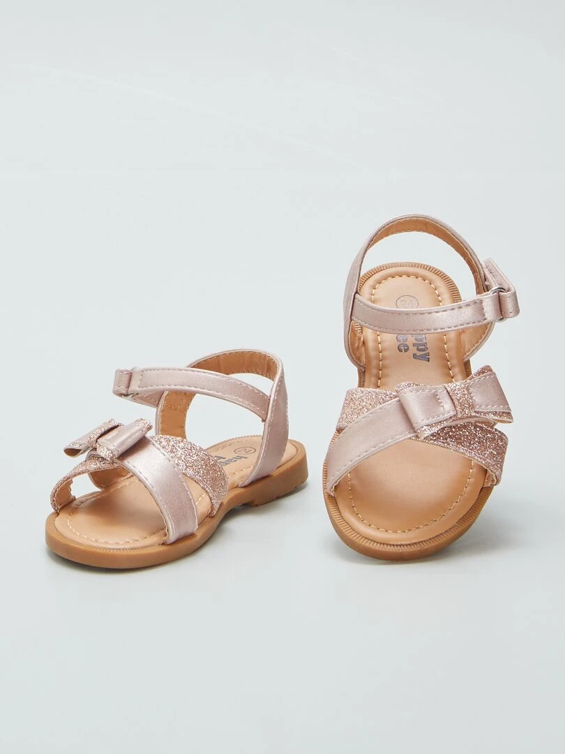 Sandales à noeud pailletées   Rose