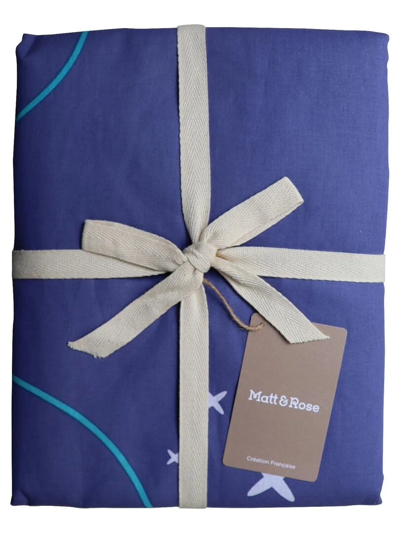 Parure de lit imprimée 100% coton GAMER Bleu nuit
