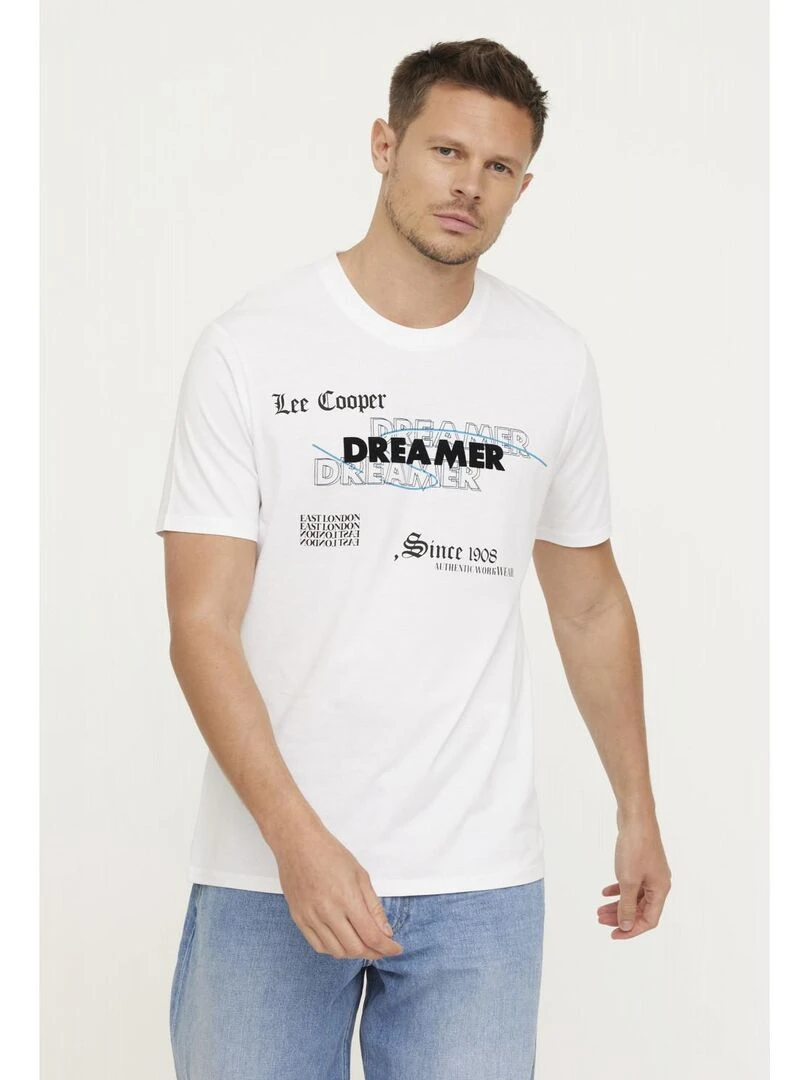 Lee Cooper   T shirt manches courtes coton regular ARIBO   Blanc