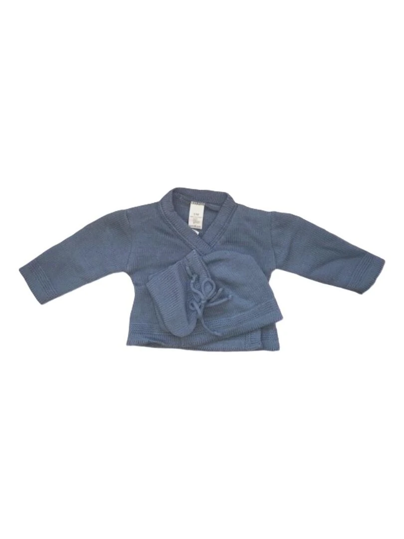 Brassière + Bonnet + Chaussons LES CHATOUNETS Bleu marine