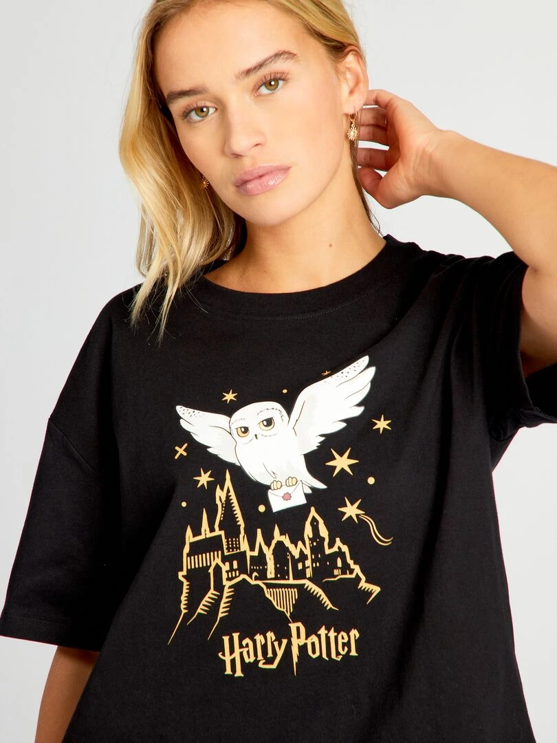 Pyjama court imprimé 'Harry Potter' 2 pièces Noir