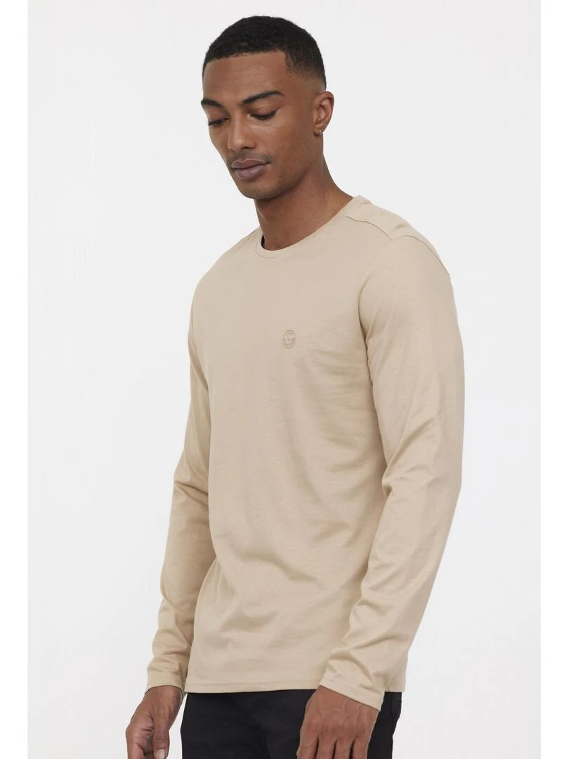 Lee Cooper T Shirt manches longues coton regular AREO Beige argile