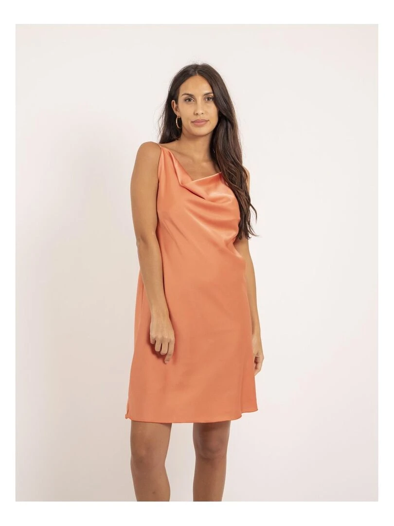 Robe courte satin IDALIA Orange corail