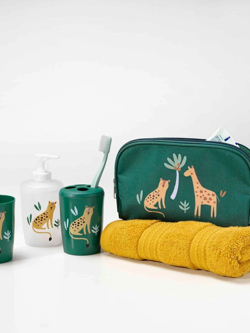 Accessoires de salle de bain 4 pieces 14 x 21 cm Petit tigre Vert