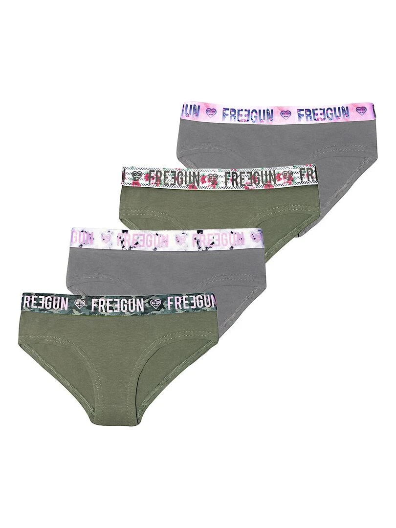 Lot de 4 Boxers coton fille Uni Freegun Vert