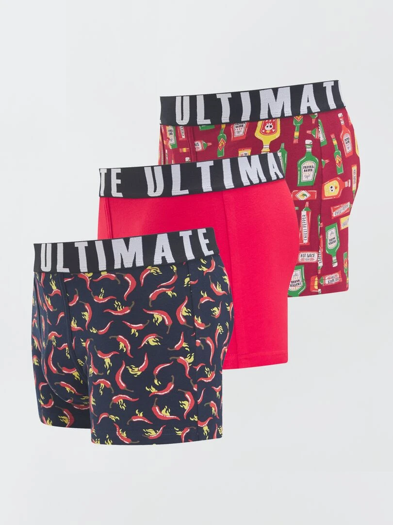 Lot de 3 boxers fantaisie   Rouge/bleu foncé