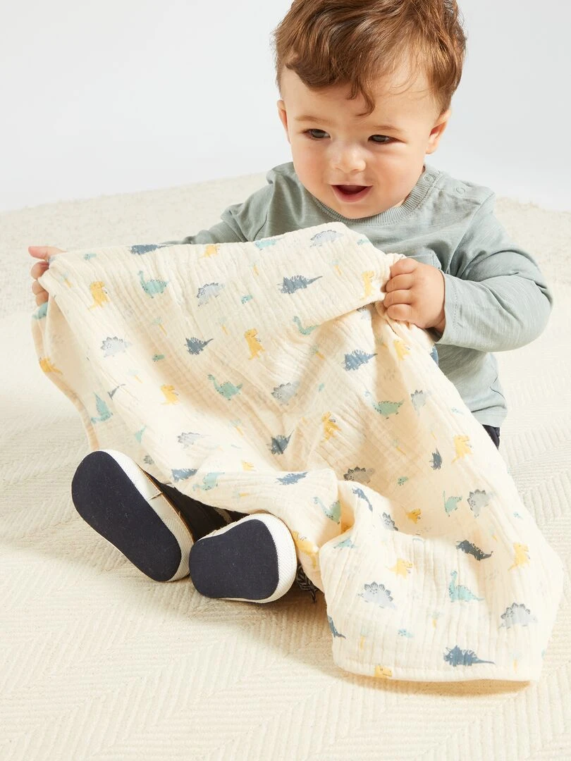 Lot de 3 langes en gaze de coton Bleu
