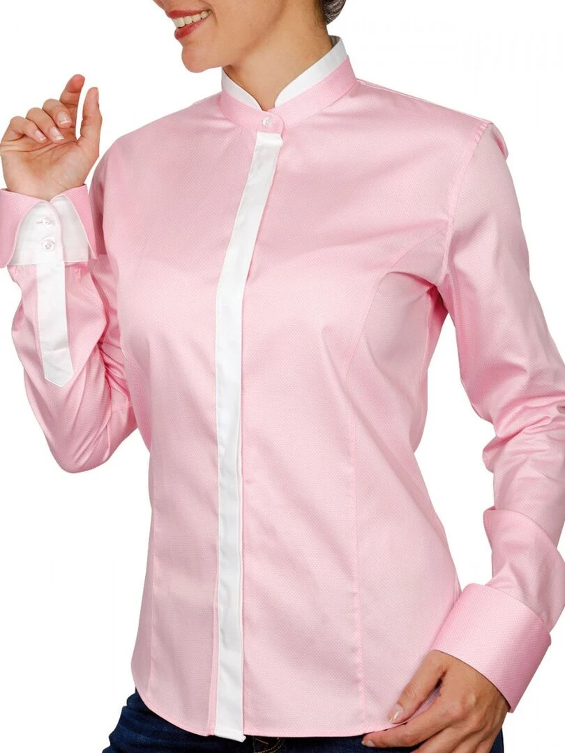 Chemise col mao BECKY   Rose
