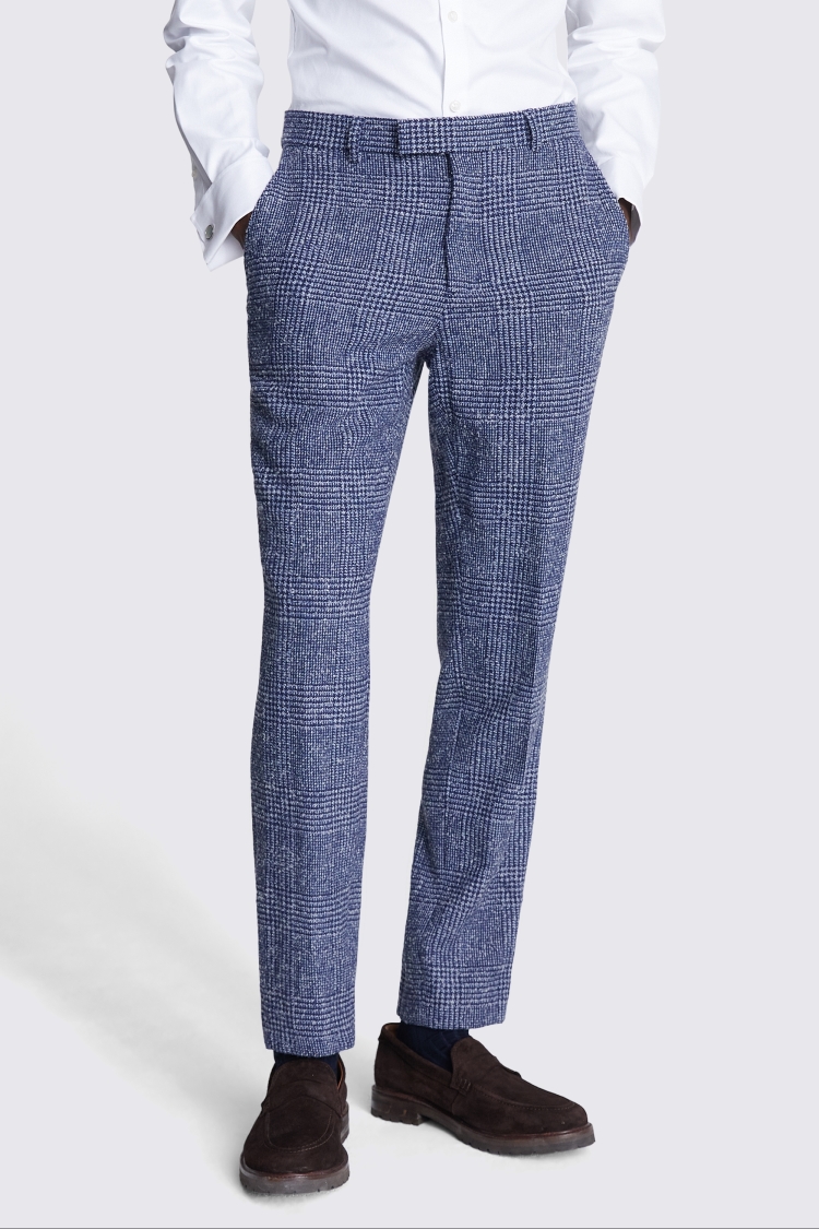 Tailored Fit Blue Check Trousers Buy Online at Moss
